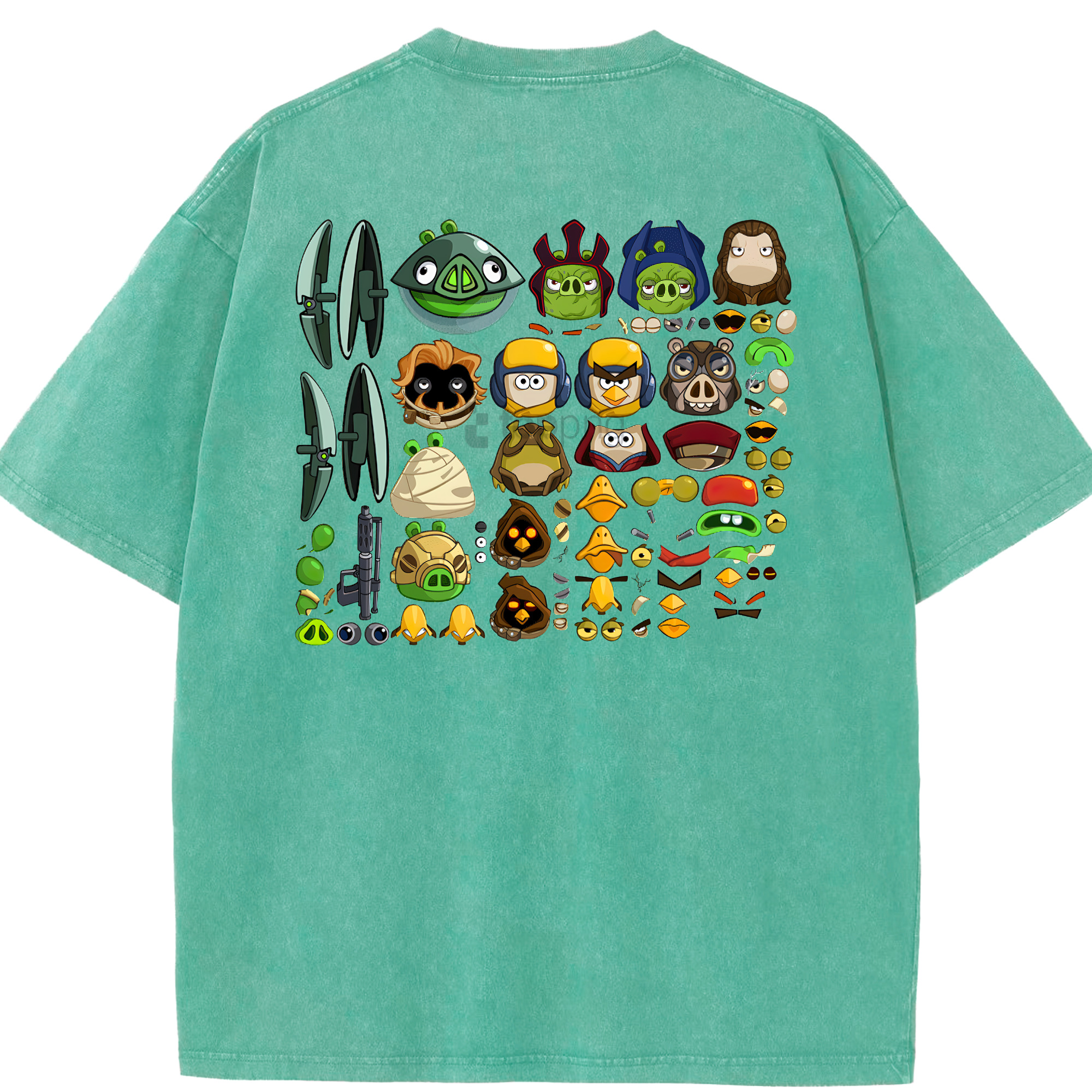 （画像用） Angry Birds アングリーバード 綿100% ヴィンテージ風 半袖Tシャツ（背面プリント）